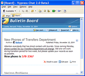 Vypres Chat Bulleting Board Screenshot